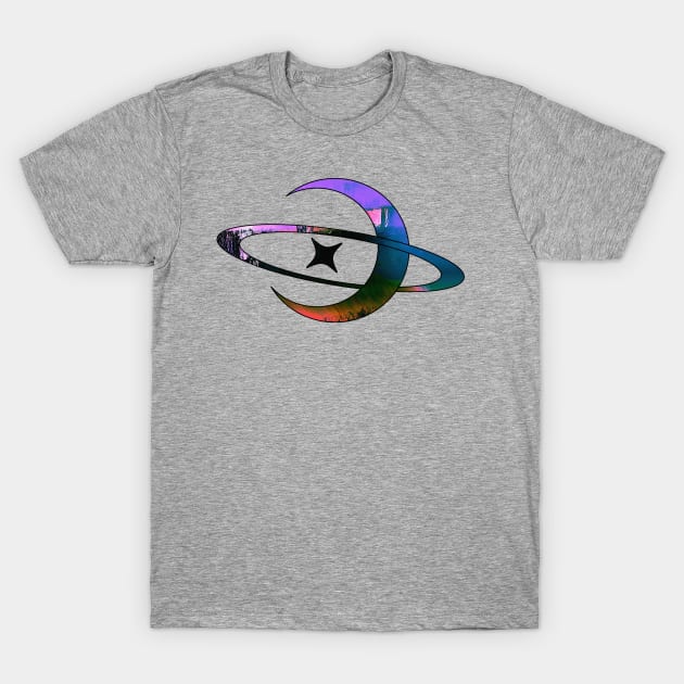 Glitchcore Moon Space Glitch Art T-Shirt by raspberry-tea